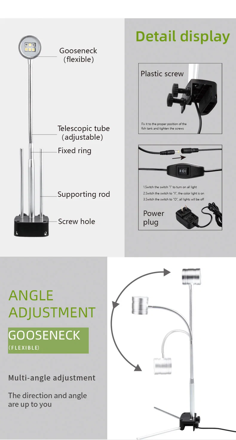 LED Light OEM/ODM Adjustable Body 5W LED Aquarium Light in Office on The Table for Small Fish and Planted Growth with Adjustable Height (MA06-A6)