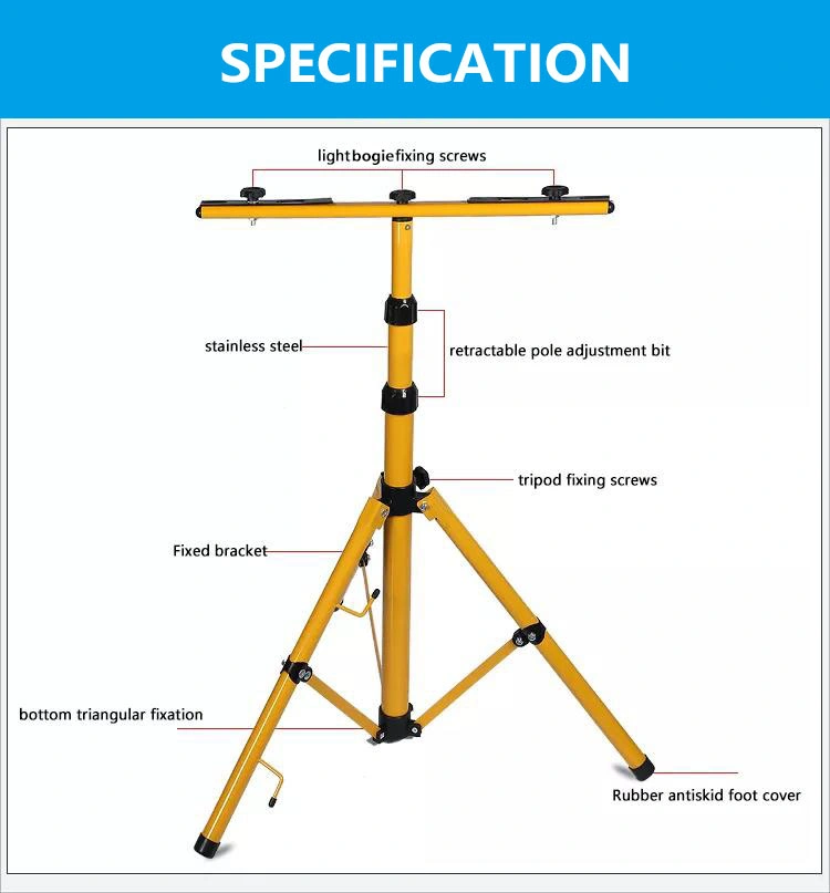 Professional Heavy Duty Steel Adjustable Stand Telescopic Tripod for LED Work Flood Lights Camp Emergency Lamp